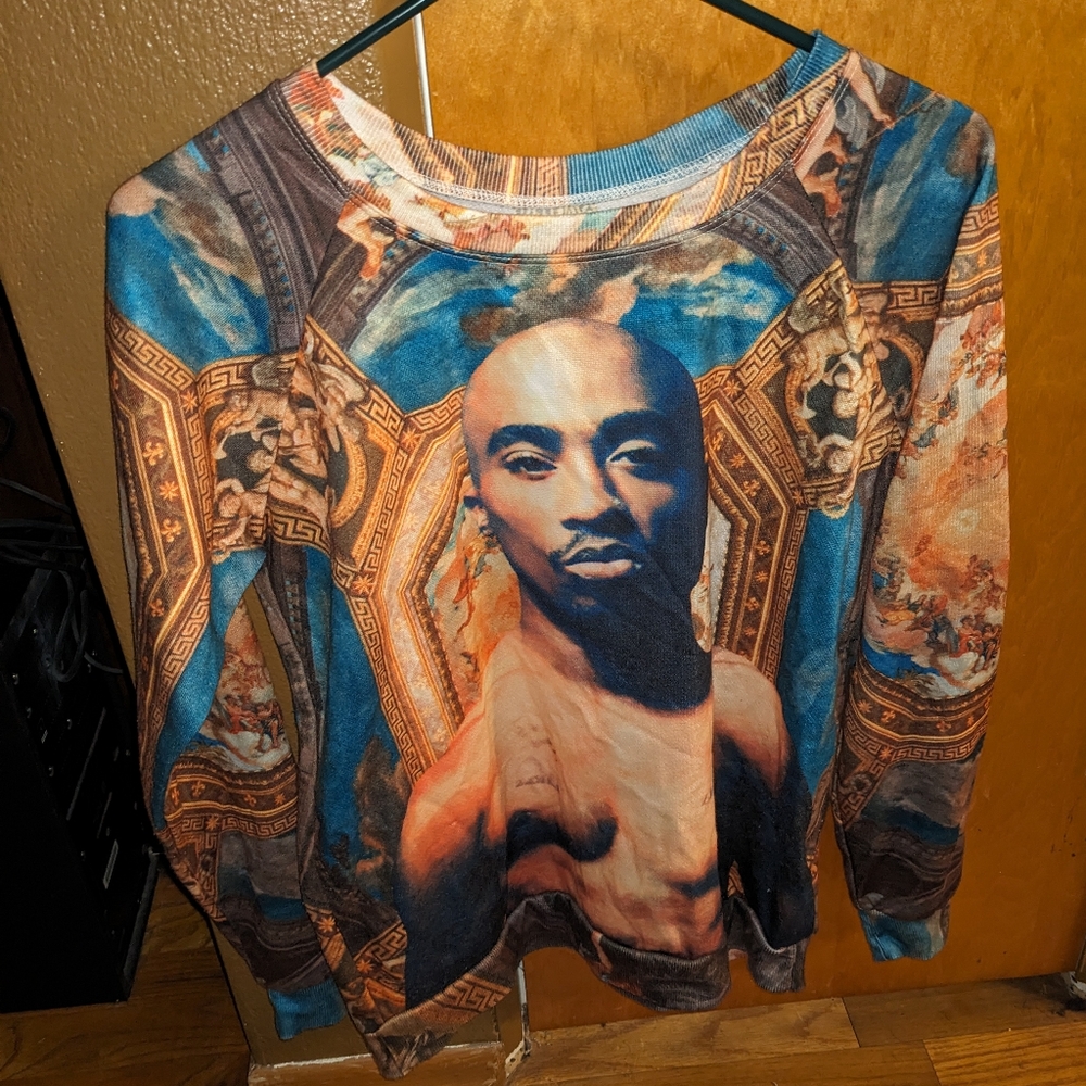 Tupac Shakur 2pac Long Sleeve Crewneck Shirt Rap Music Pullover Sweatshi…